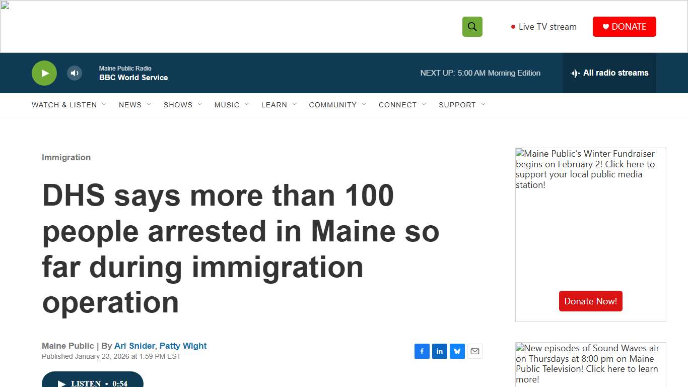 DHS says more than 100 people arrested in Maine so far during immigration operation Maine Public