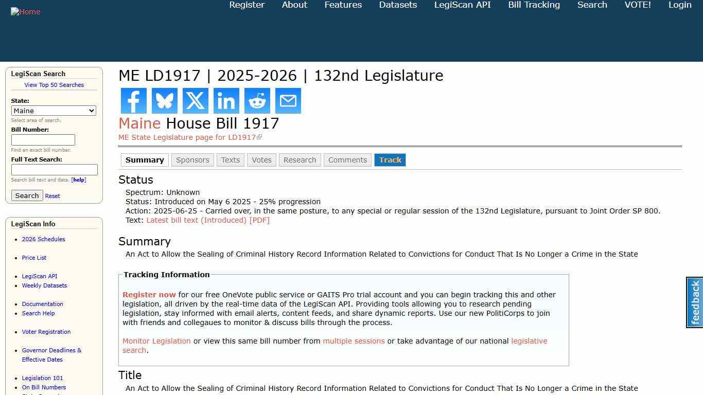 ME LD1917 2025-2026 132nd Legislature LegiScan